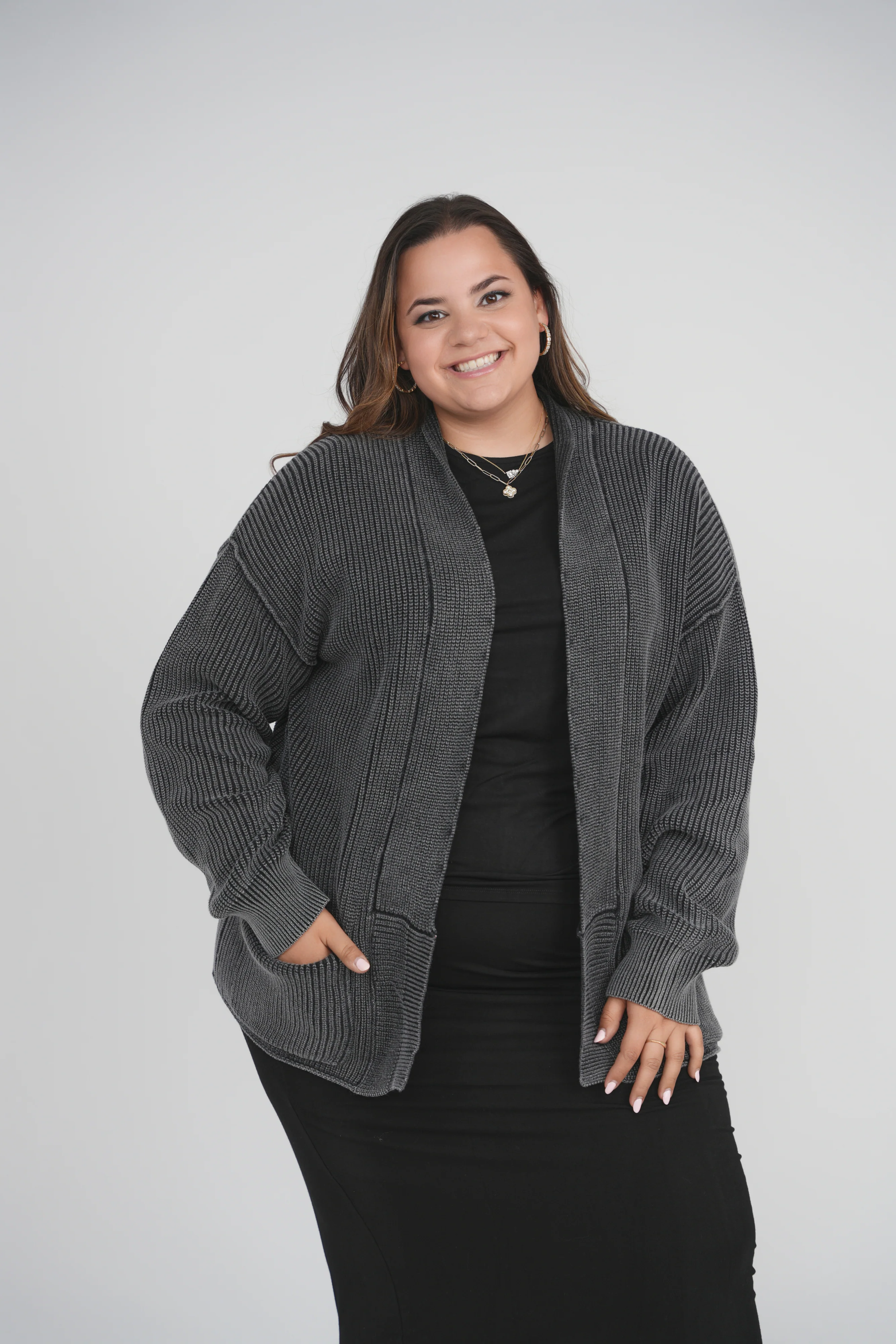 ACID WASH CARDIGAN (ACID BLACK) - Image 2