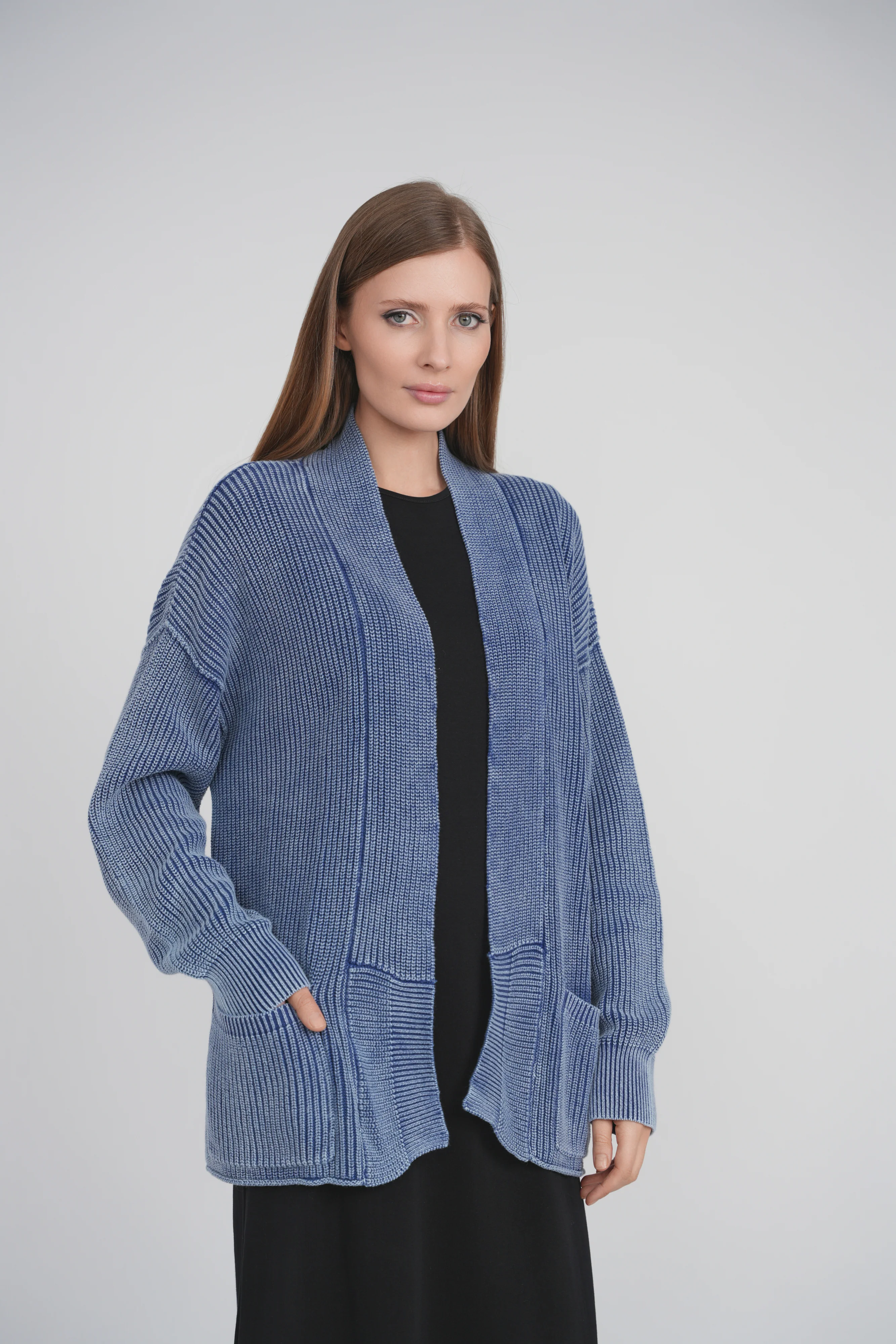 ACID WASH CARDIGAN (ACID BLUE) - Image 3