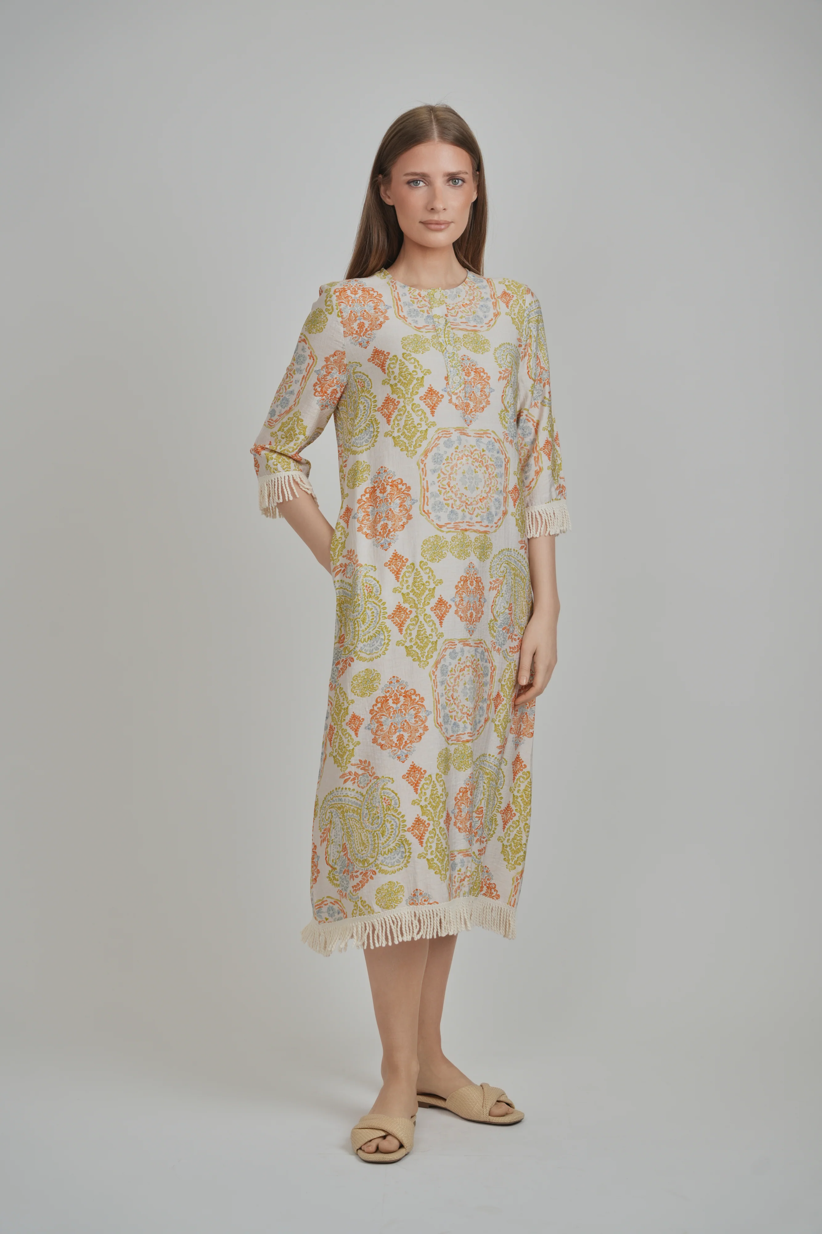 BEACH HOUSE DRESS (ORANGE PAISLEY)