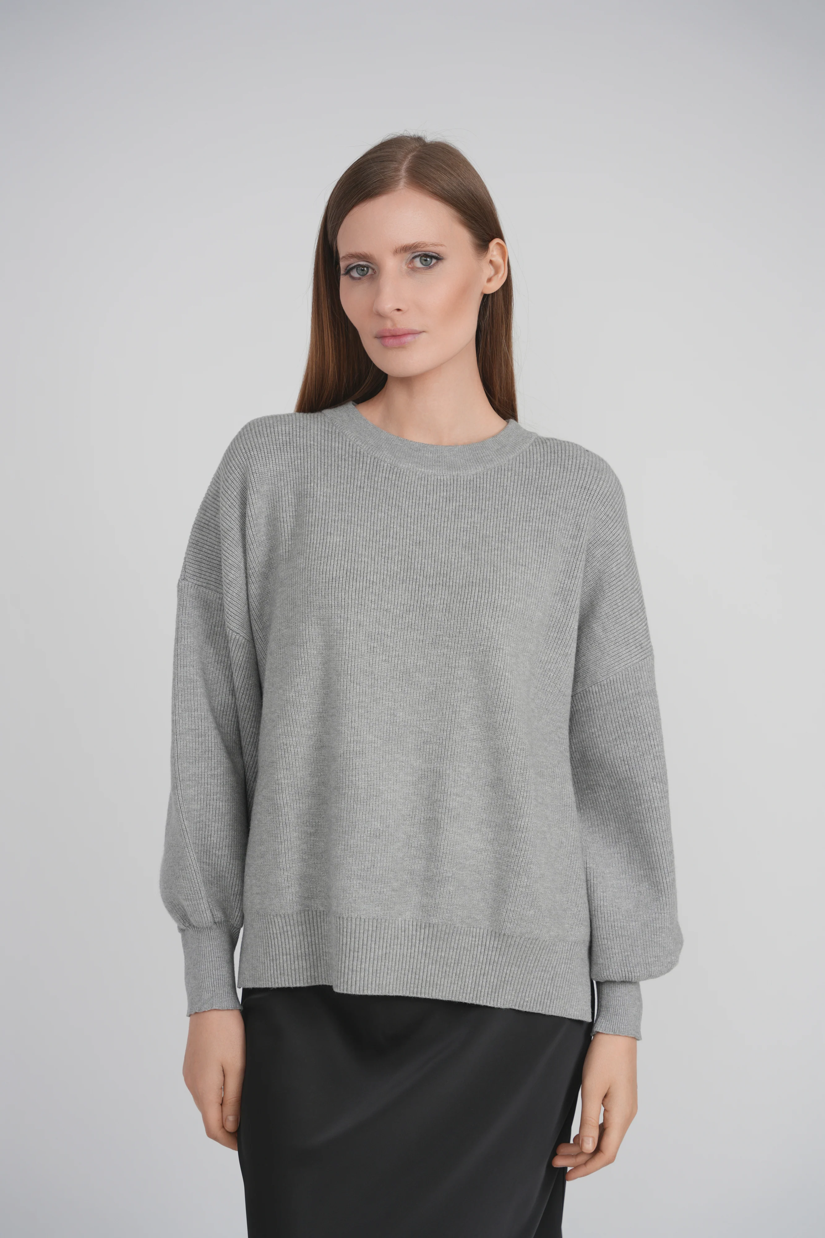 BUBBLE SLEEVE SWEATER (GREY)