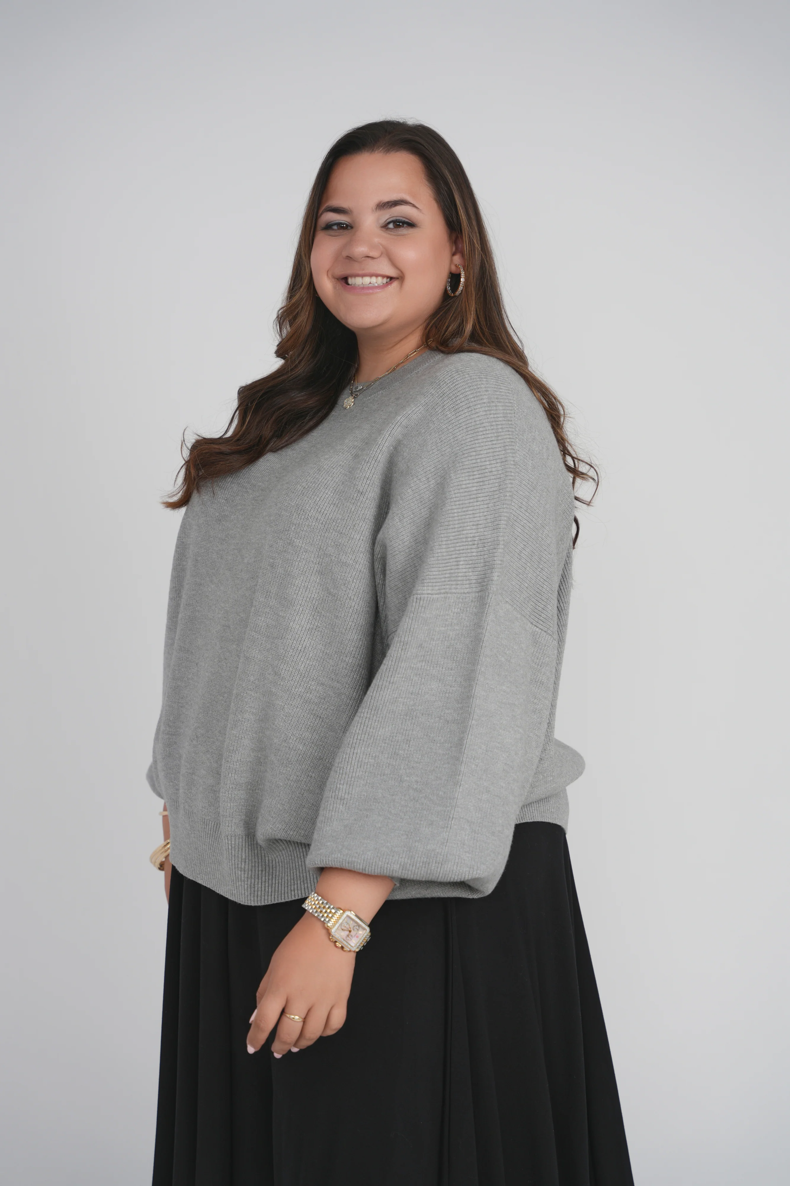 BUBBLE SLEEVE SWEATER (GREY) - Image 5