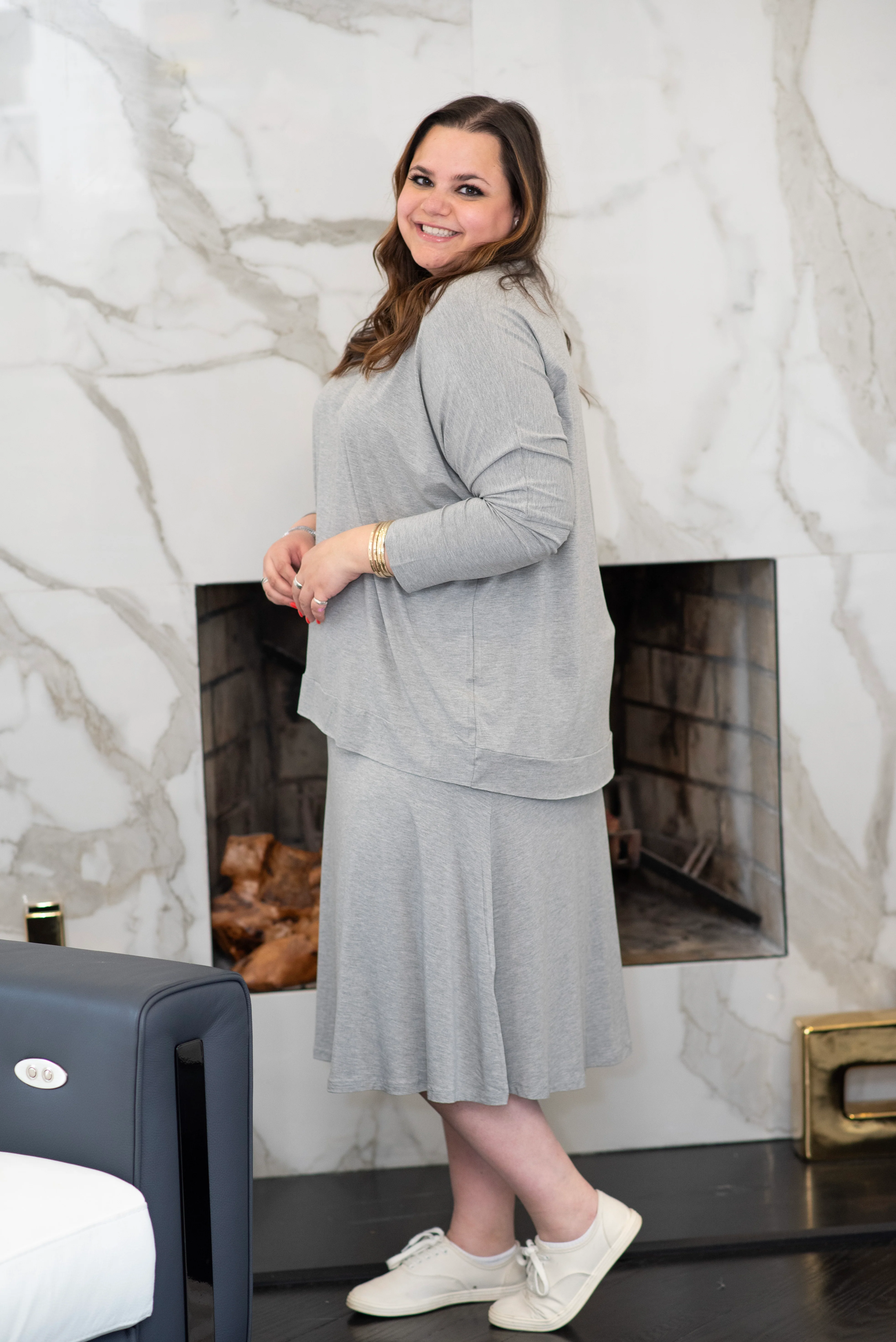 MODAL SKYE SKIRT (LIGHT H. GREY) - Image 11