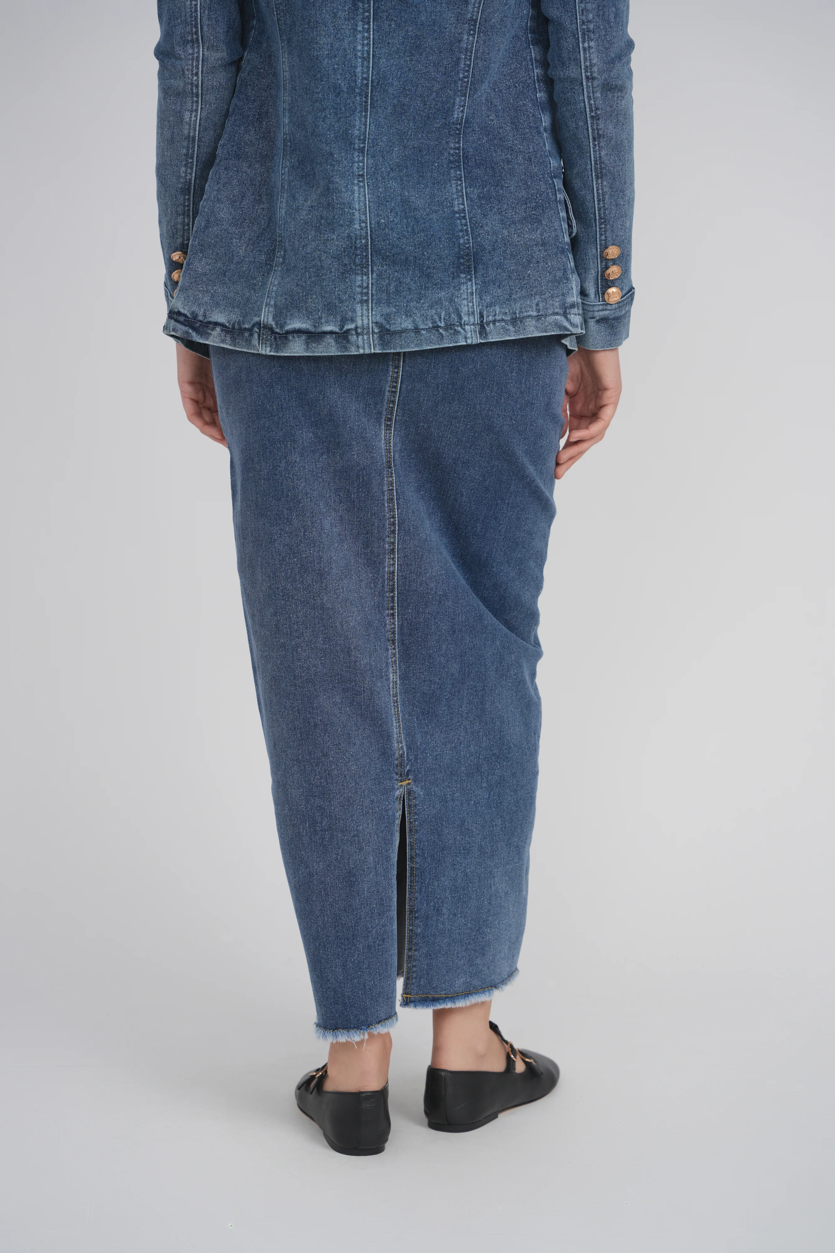DENIM MAXI SKIRT (BLUE DENIM) - Image 3
