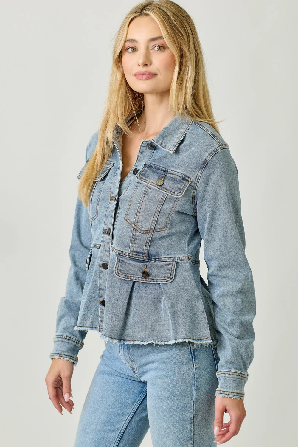 DENIM PEPLUM JACKET - Image 3