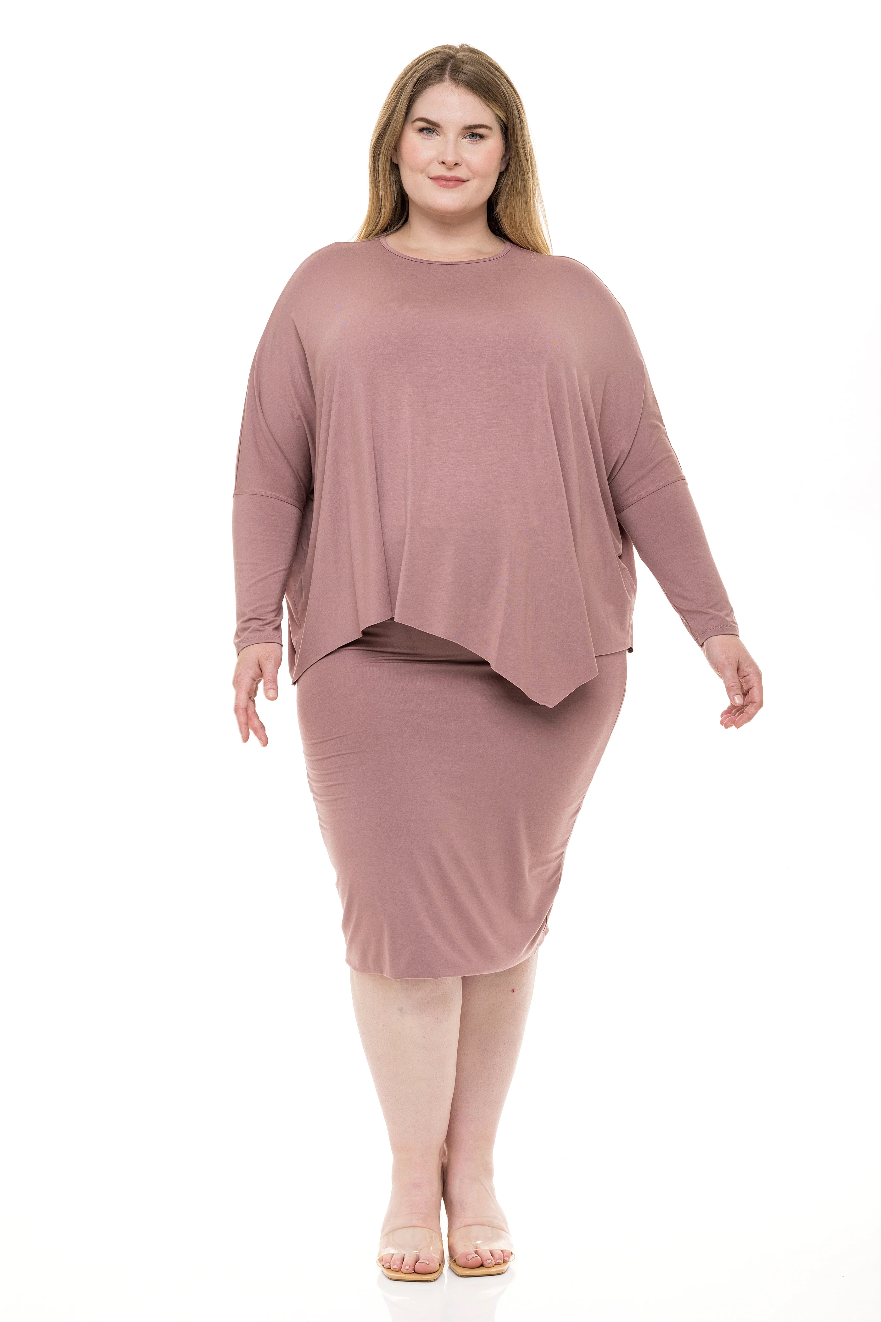 MODAL PENCIL SLIM SKIRT (MAUVE) - Image 2