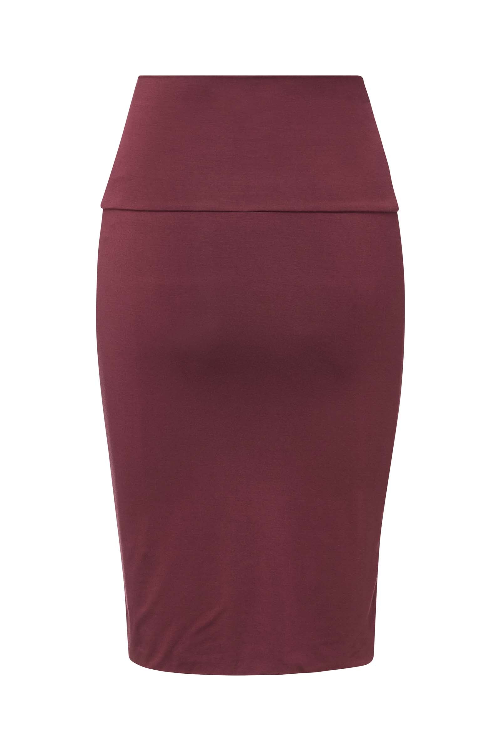 MODAL PENCIL SLIM SKIRT (MERLOT) - Image 2
