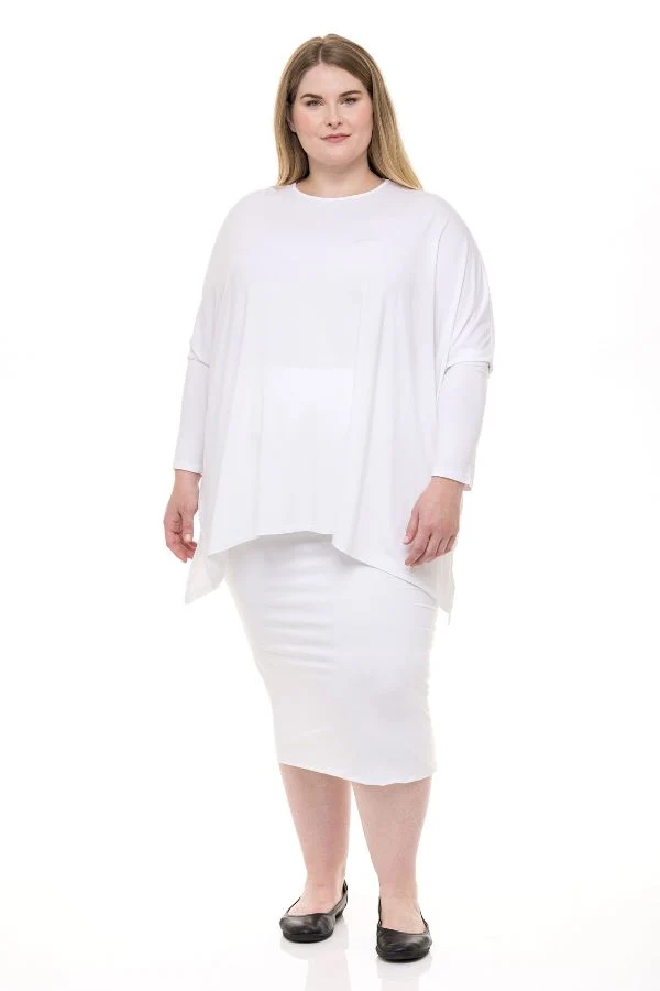 MODAL PENCIL SLIM SKIRT (WHITE) - Image 2