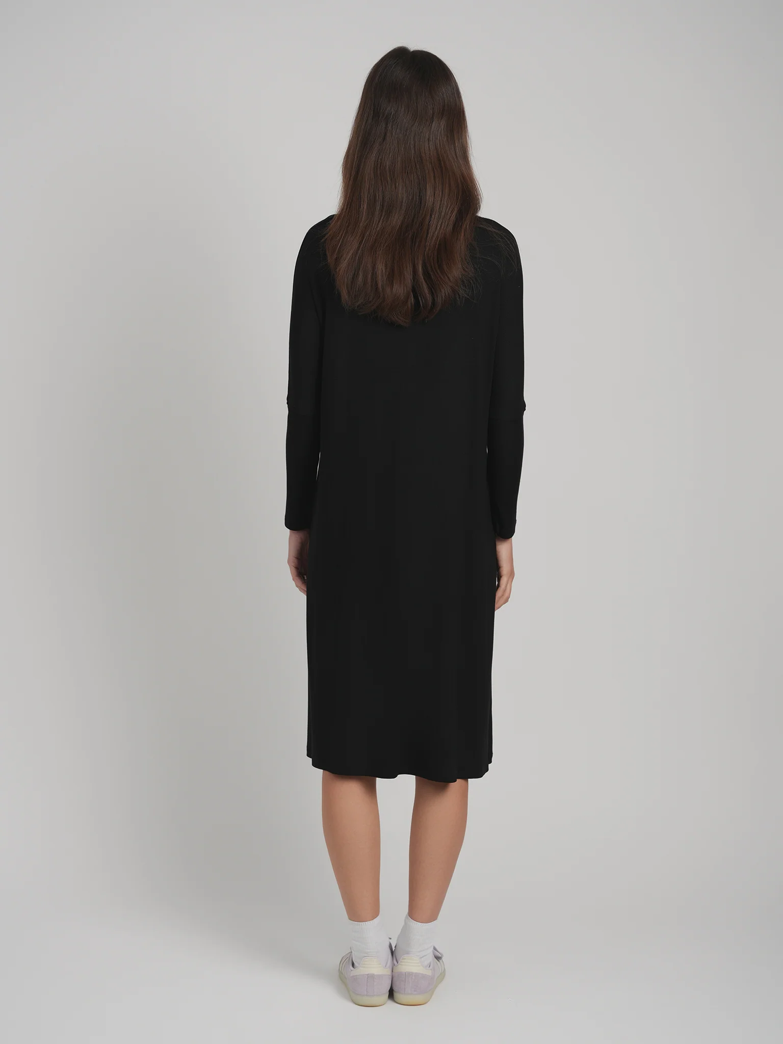 RIBBED TUNIC DRESS  (BLACK) - Image 3