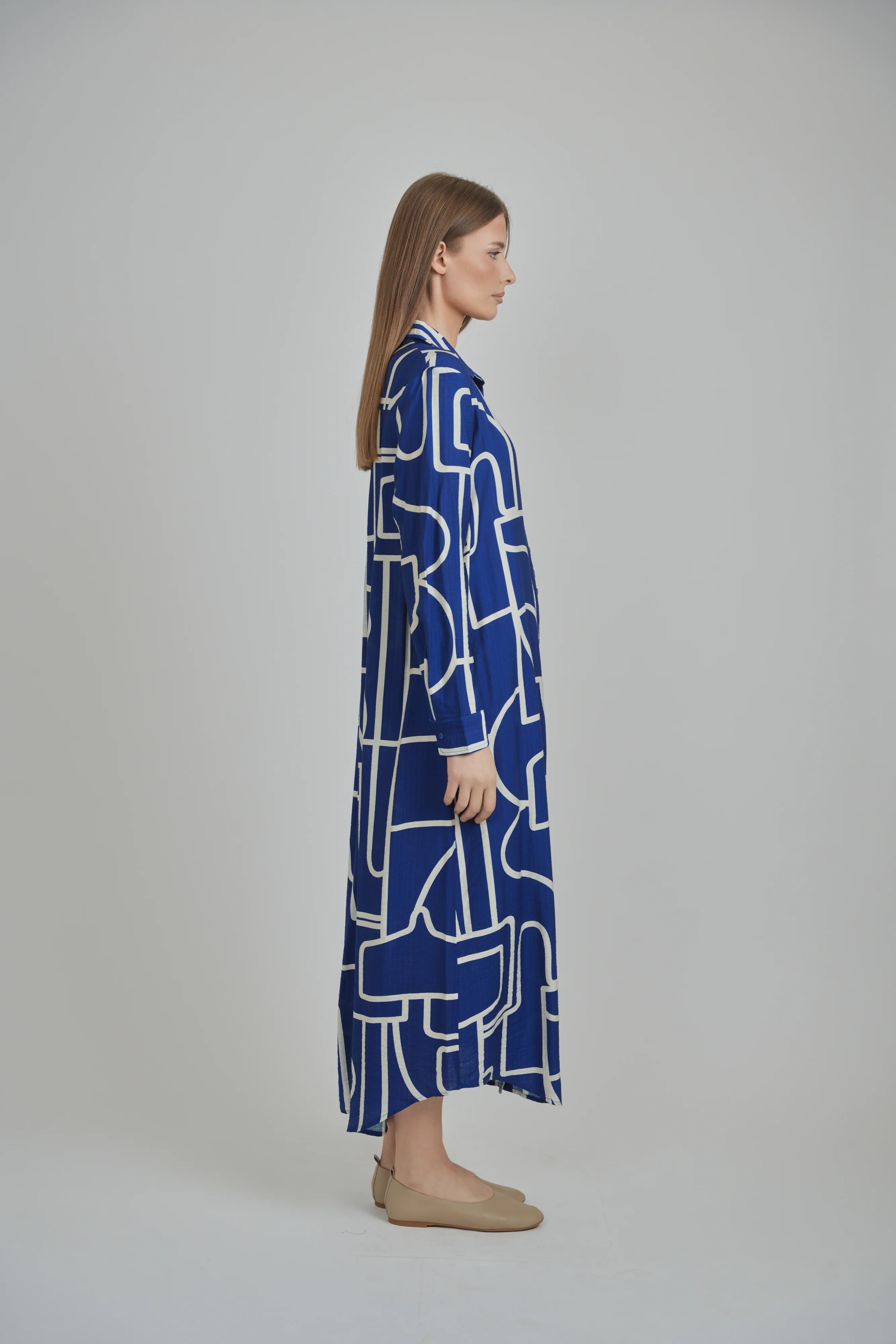 SARAH DRESS (BLUE ABSTRACT) - Image 3