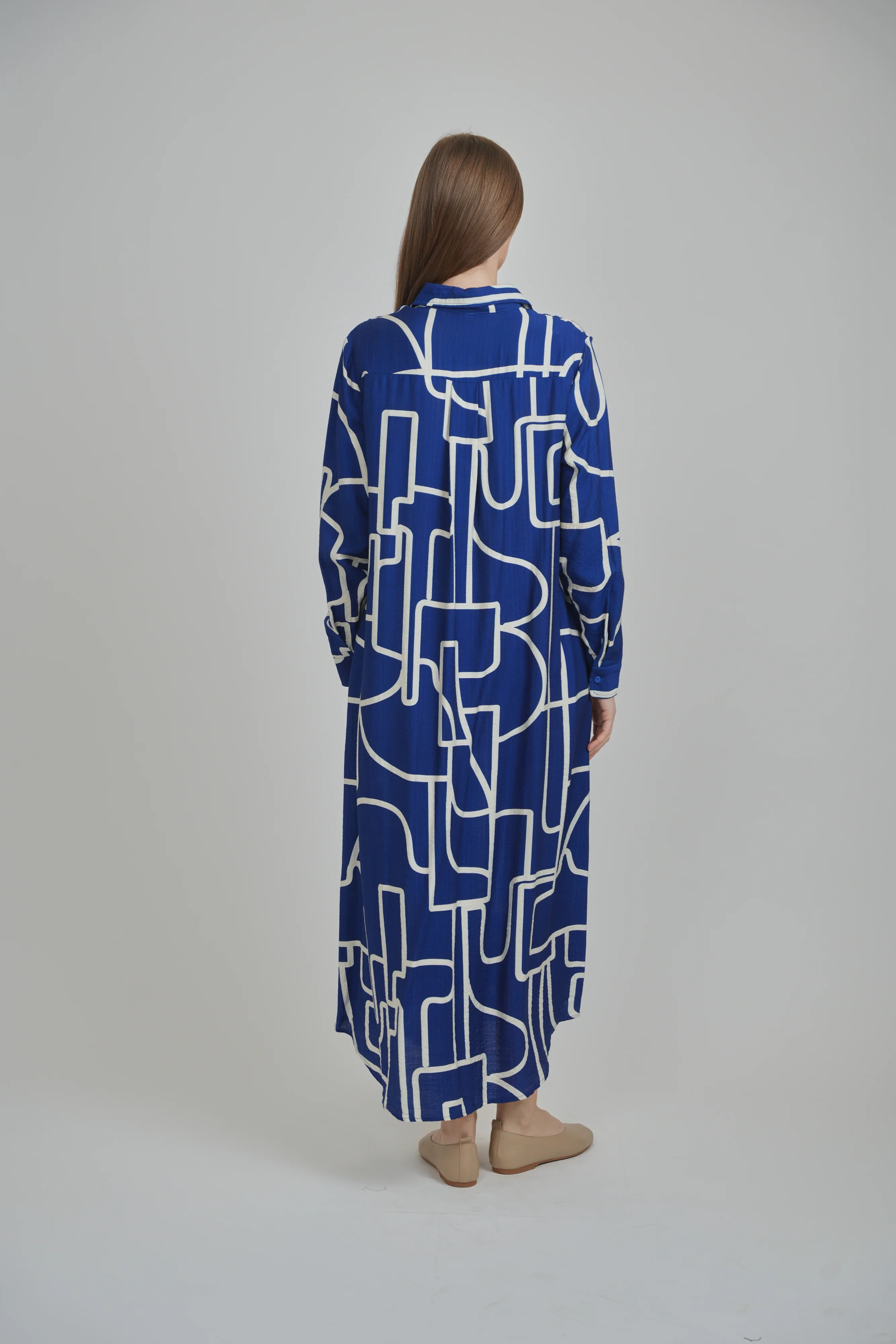 SARAH DRESS (BLUE ABSTRACT) - Image 4