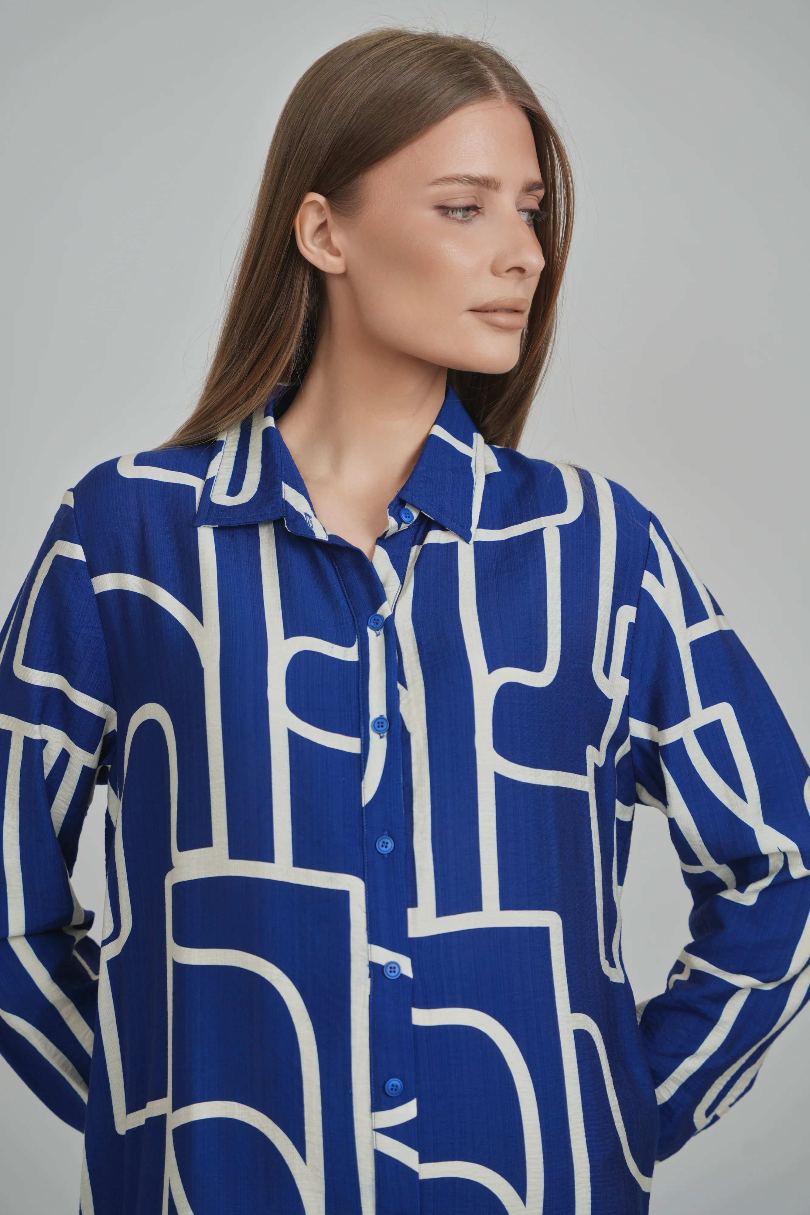 SARAH DRESS (BLUE ABSTRACT) - Image 5