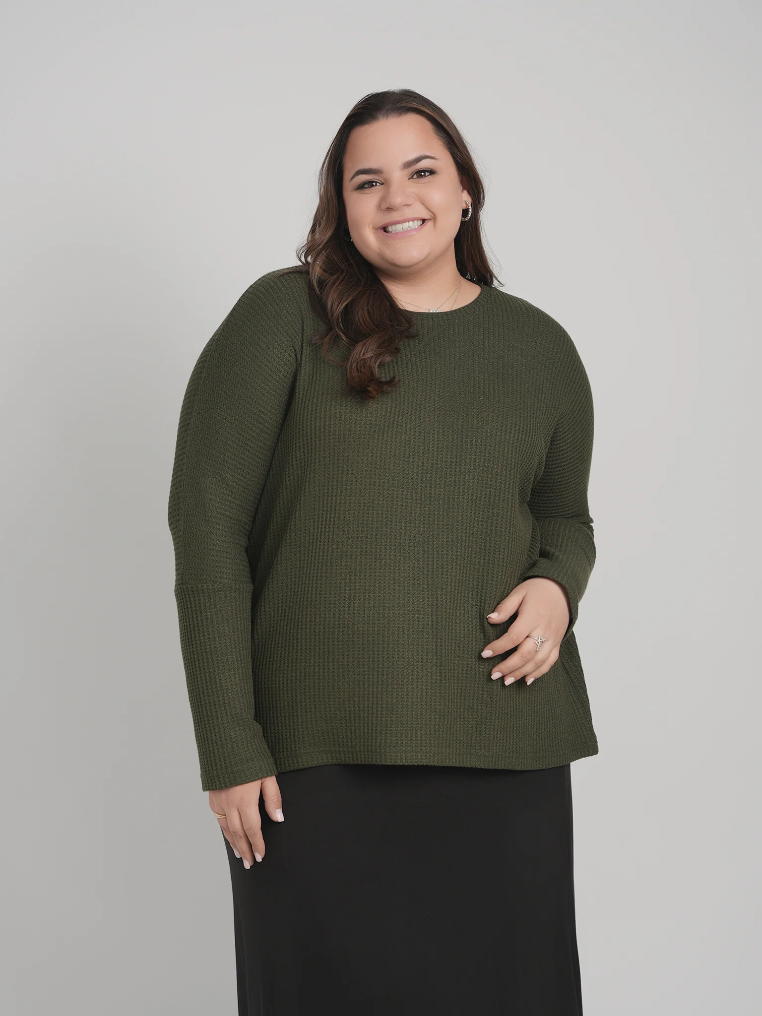 SKYE WAFFLE TOP (ARMY) - Image 2
