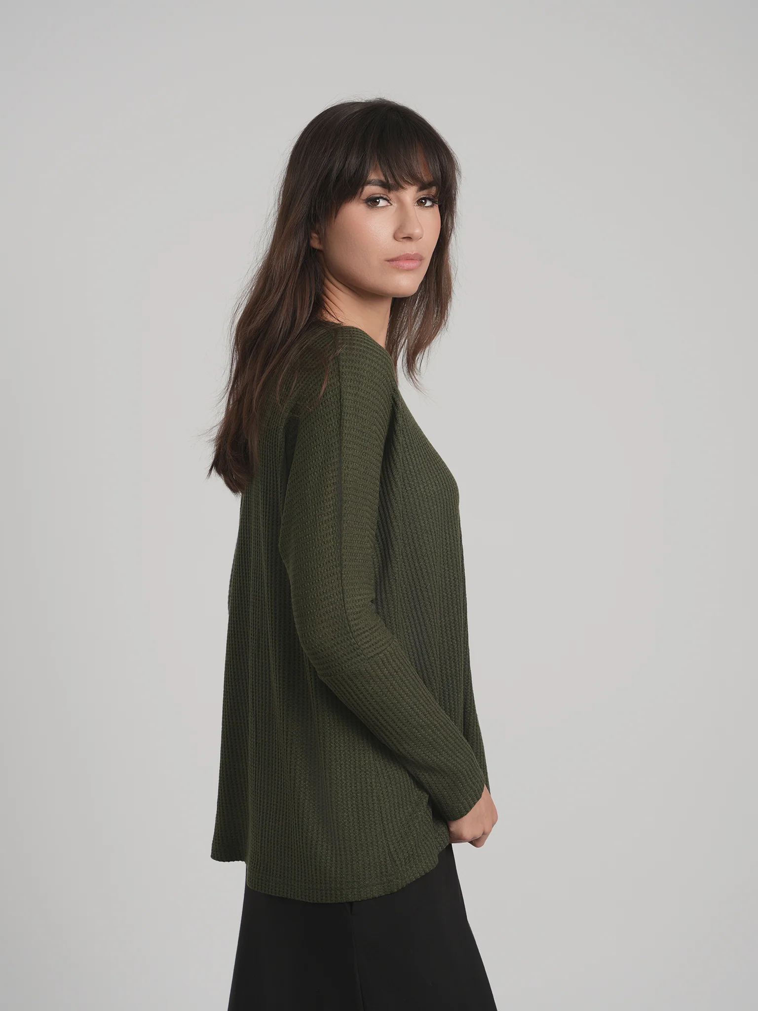 SKYE WAFFLE TOP (ARMY) - Image 3