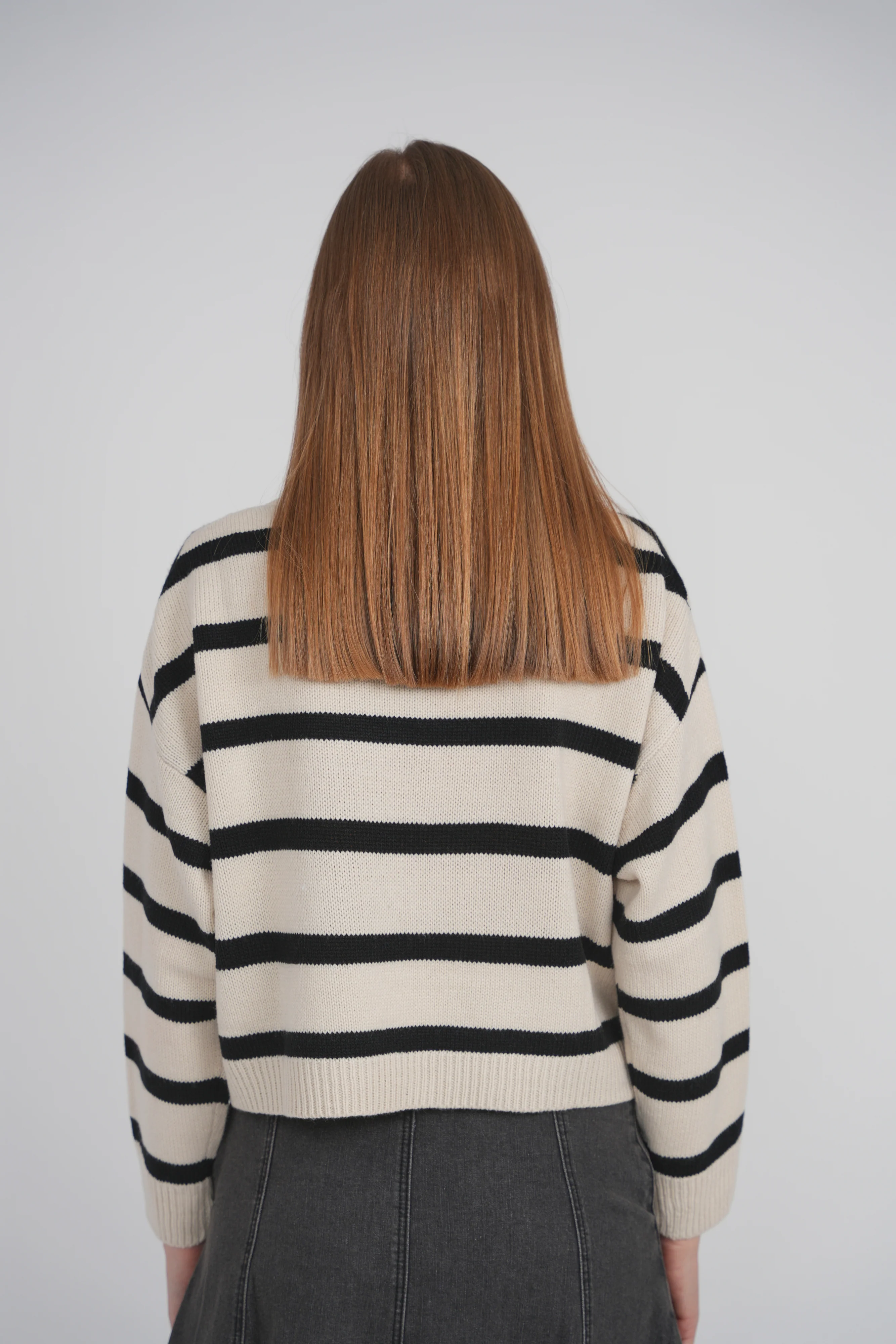 STRIPED SWEATER (OATMEAL-BLACK) - Image 4