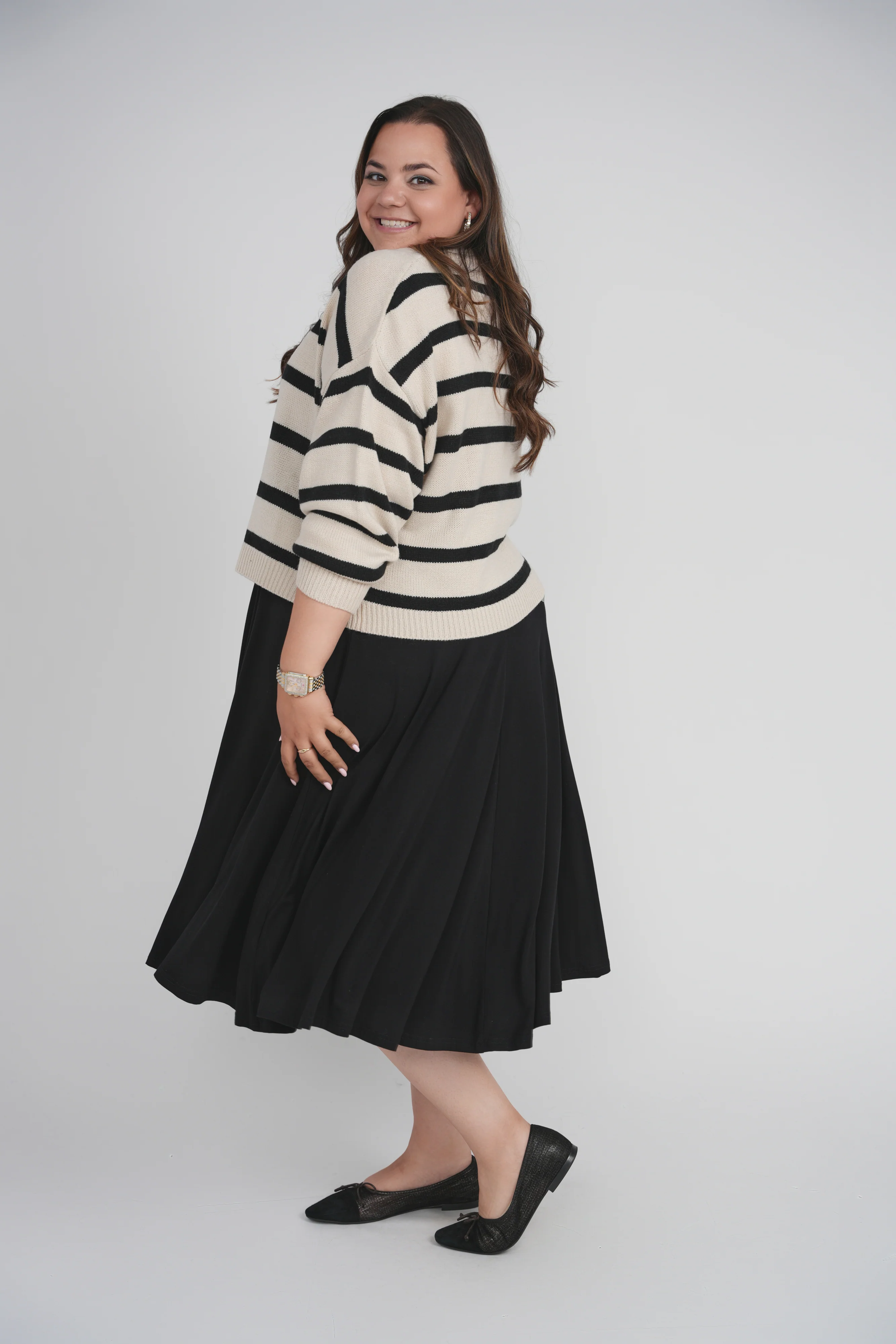 STRIPED SWEATER (OATMEAL-BLACK) - Image 5