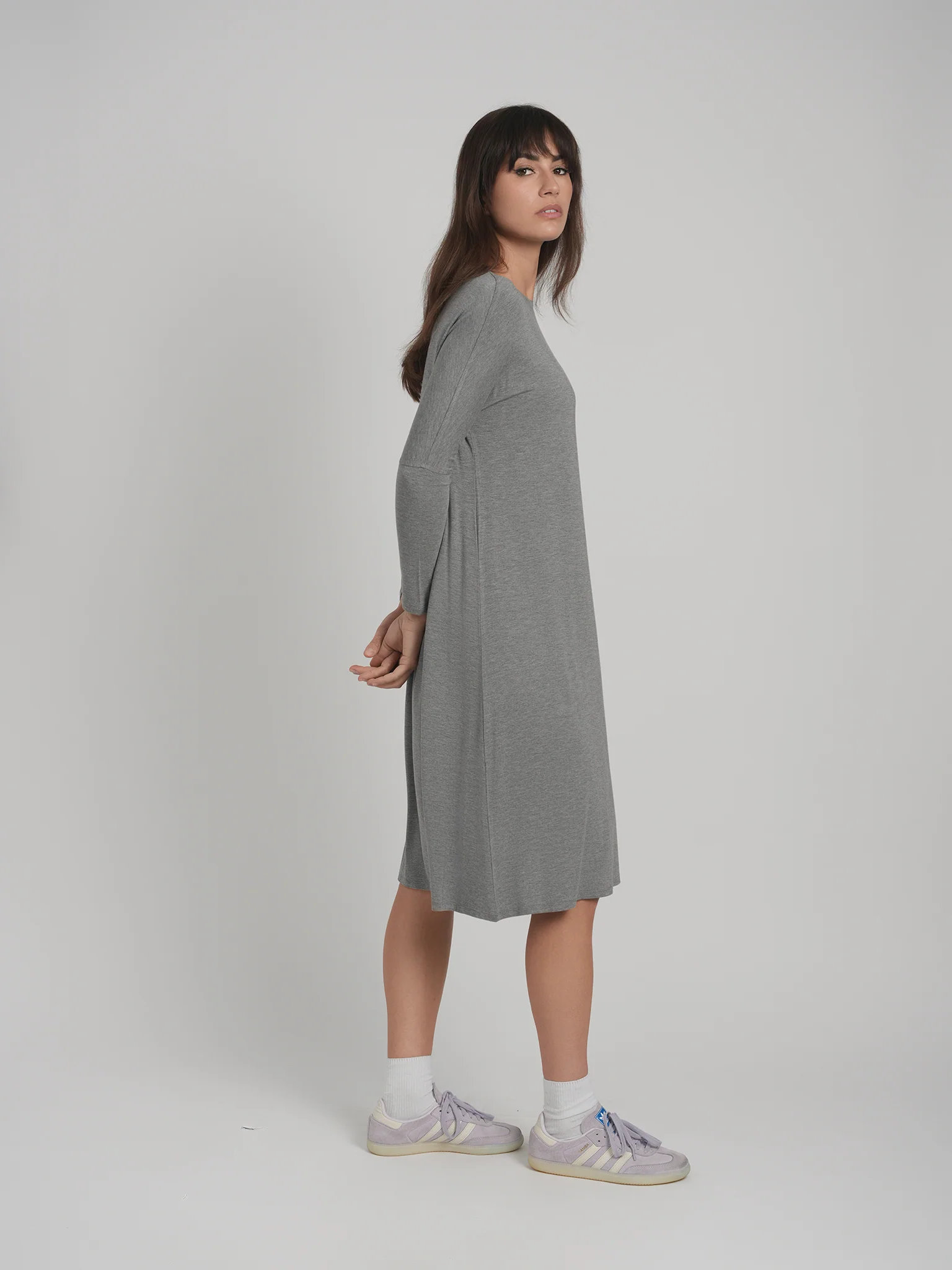 TUNIC DRESS SOLID JERSEY (CHARCOAL) - Image 2