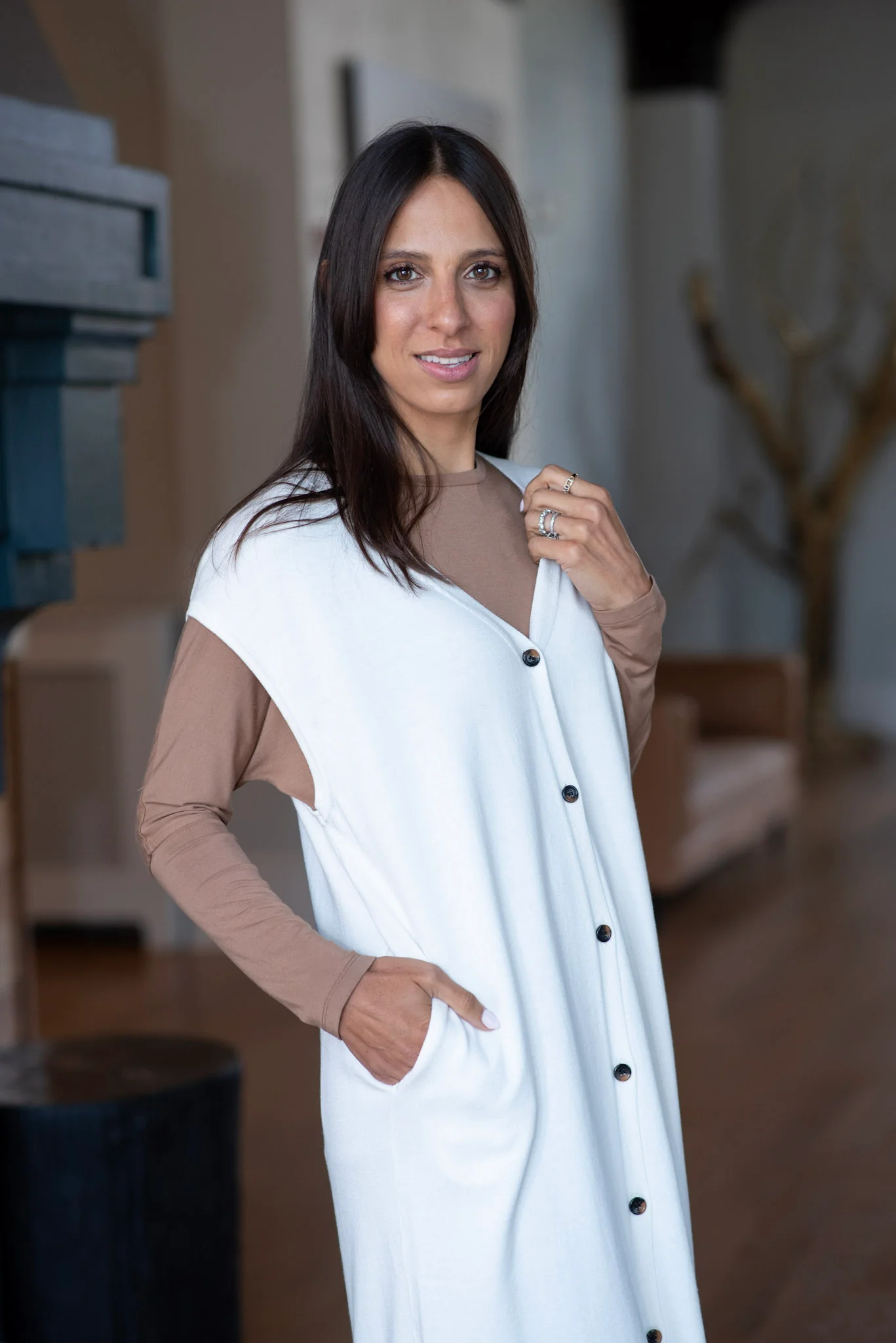 V-LONG BUTTON DOWN CARDIGAN - Image 4