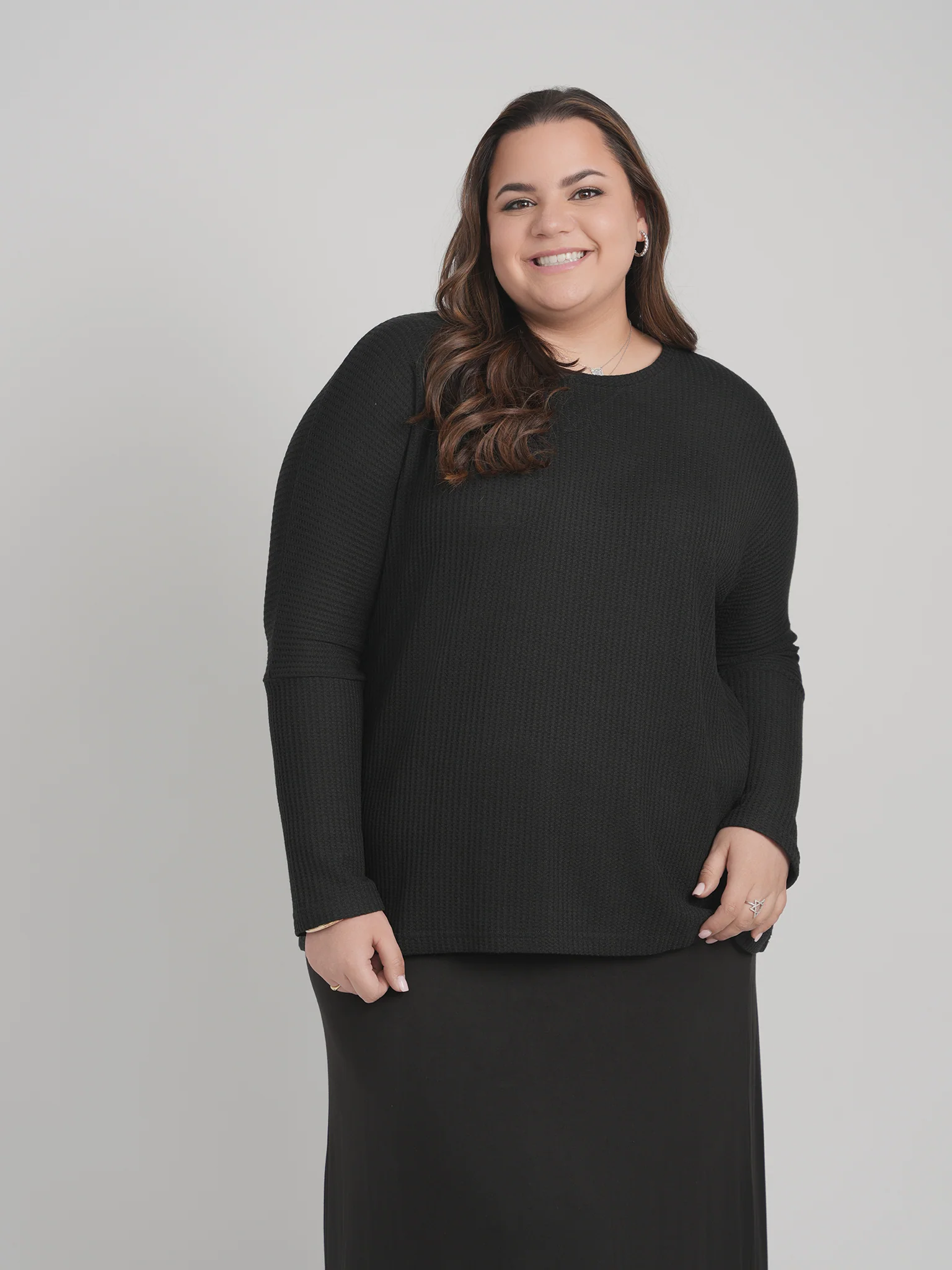 SKYE WAFFLE TOP (BLACK) - Image 2