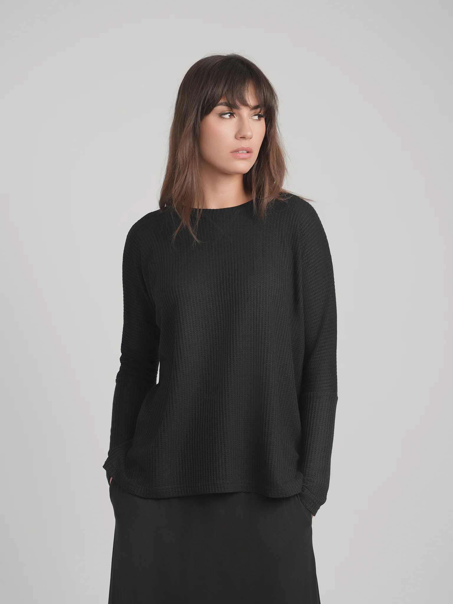 SKYE WAFFLE TOP (BLACK) - Image 3