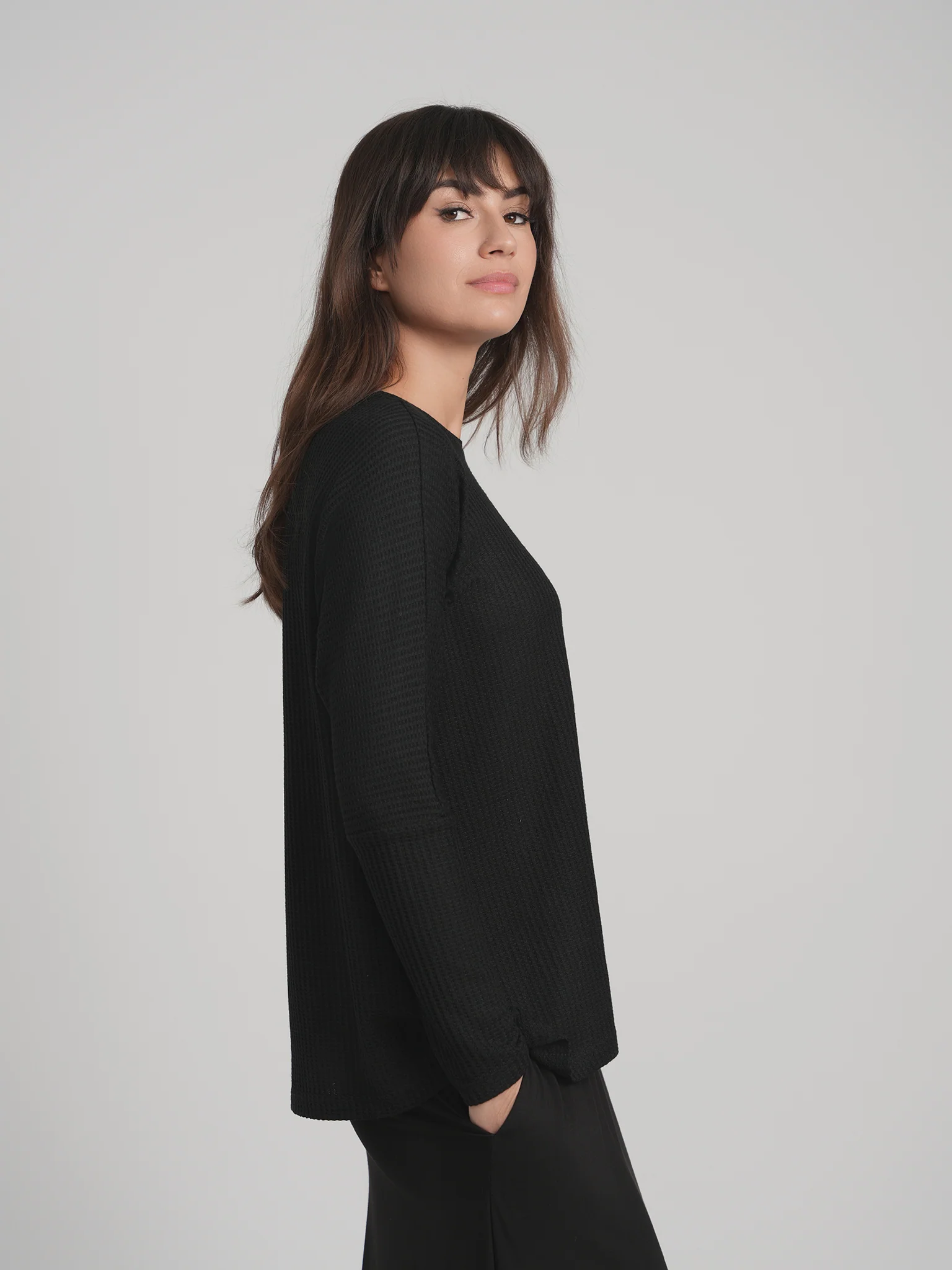 SKYE WAFFLE TOP (BLACK) - Image 4