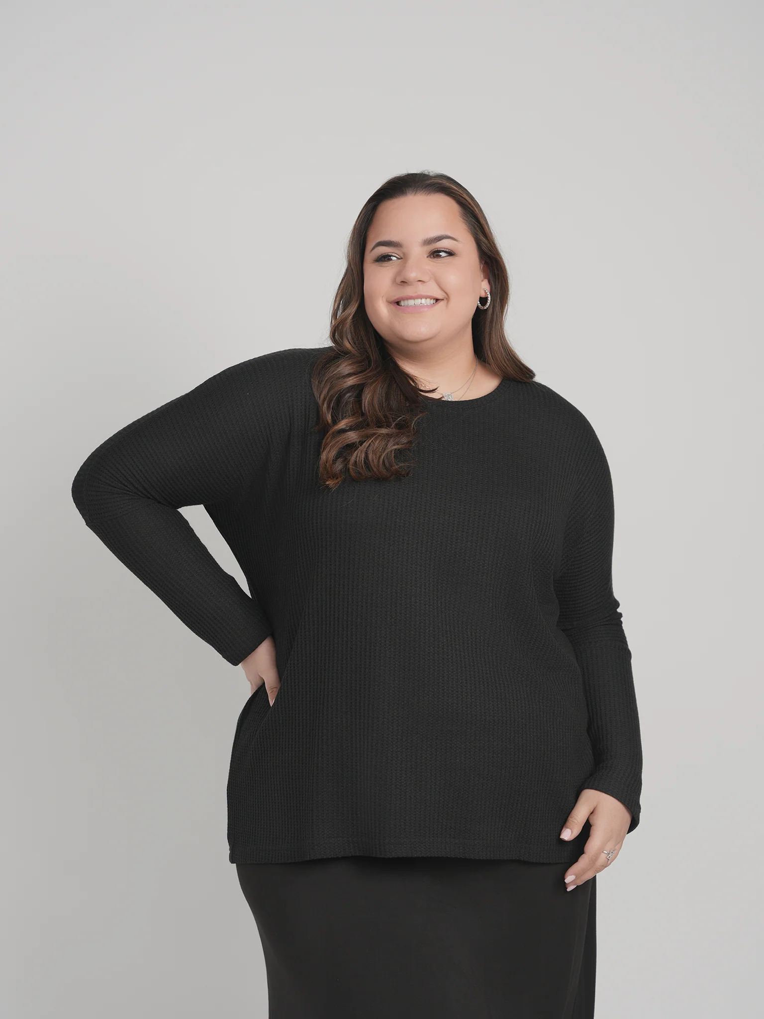 SKYE WAFFLE TOP (BLACK) - Image 6