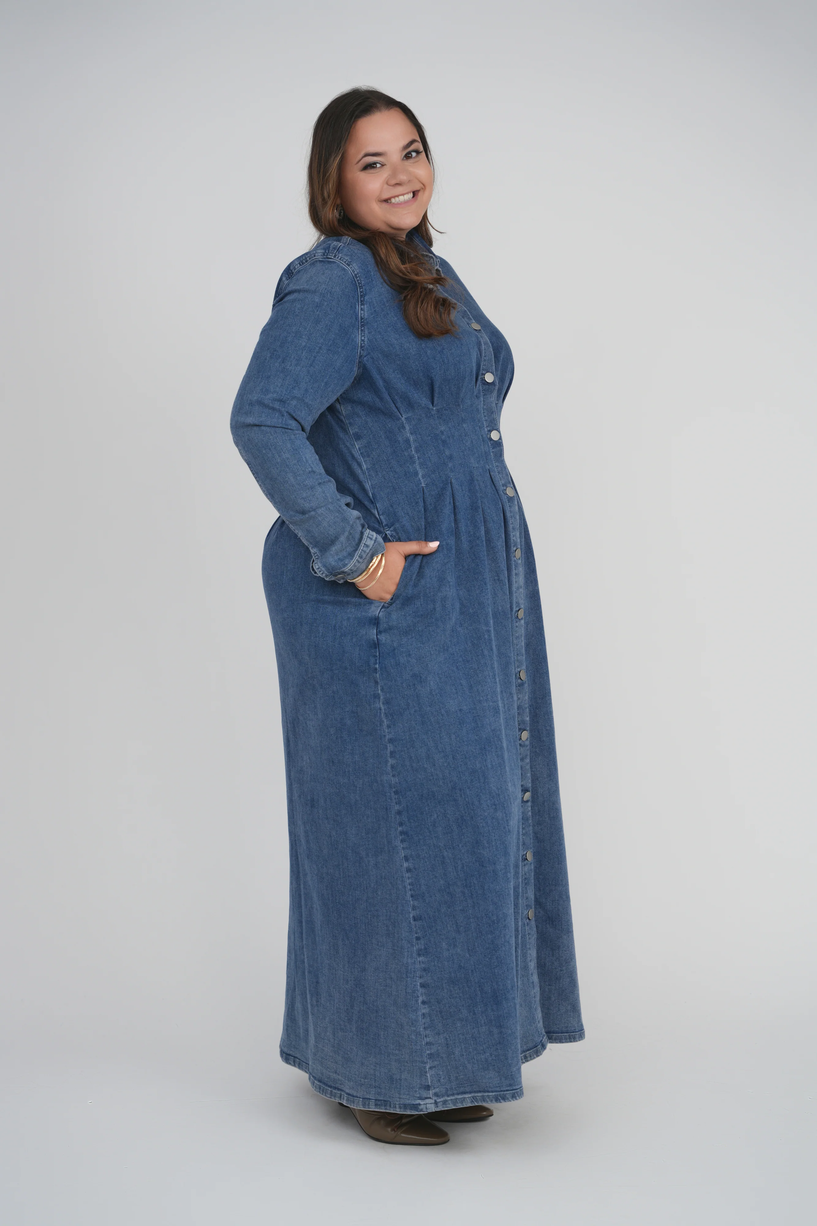 WAISTED DENIM DRESS - Image 7