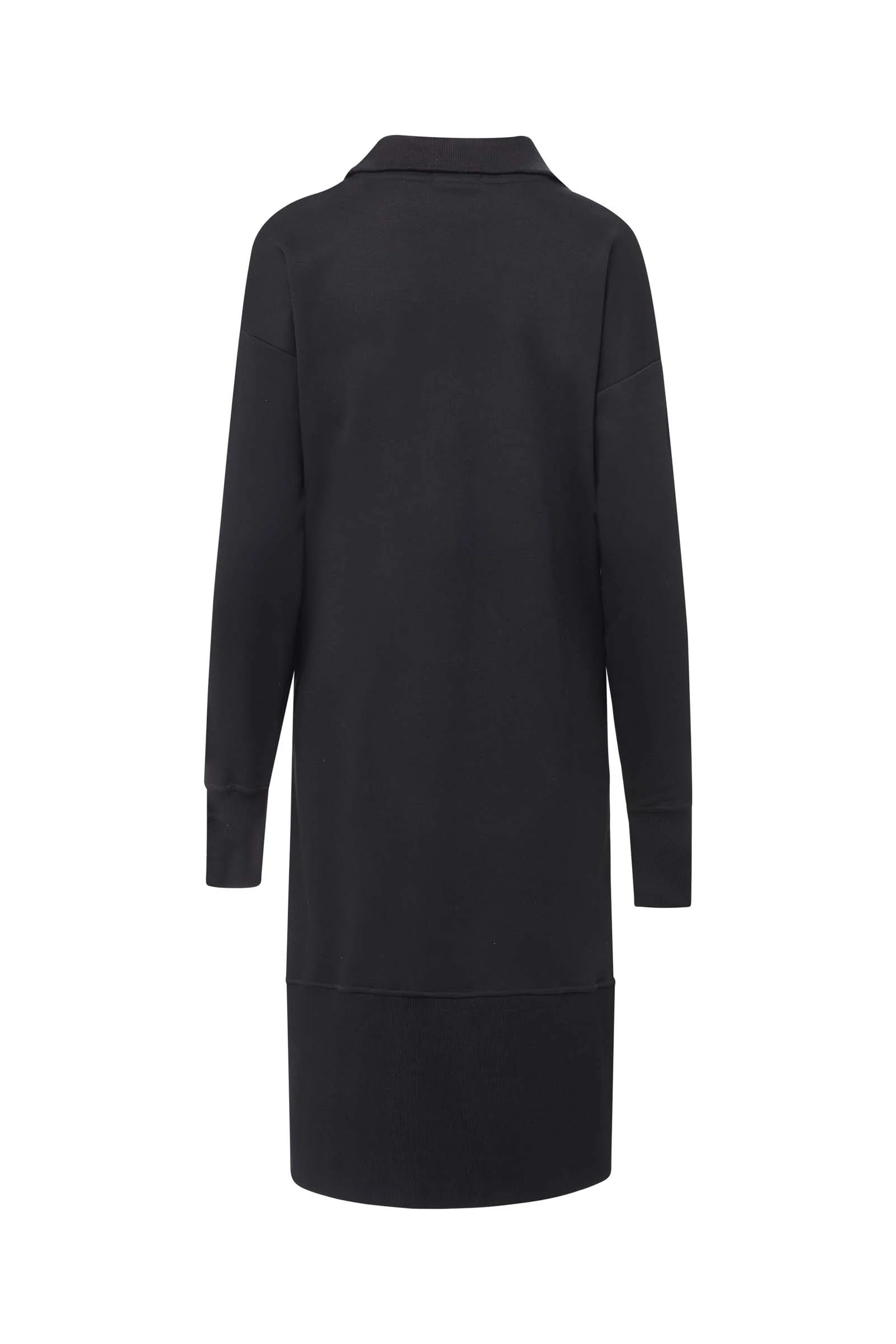 ZIP FRONT SWEATSHIRT DRESS (BLACK) - Image 5